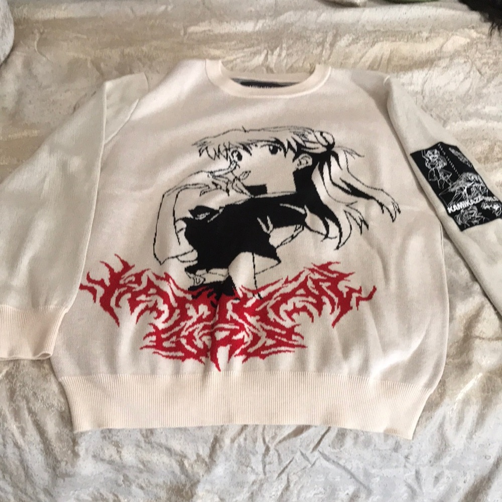 Mens large Kamikaze Girls cream anime sweater